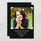 エレガントフォト卒業招待状ブラック 招待状 (正面/裏面)