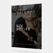 エレガントフォト結婚ブラック歓迎サイン アクリルサイン (傾斜)