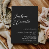 エレガントフォト結婚ブラック 招待状