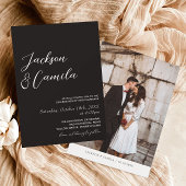 エレガントフォト結婚ブラック 招待状