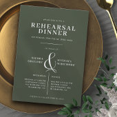 エレガントフォレストグリーンモスフォーマルリハーサルディナー 招待状