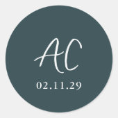 エレガントフォレストグリーン結婚クリーン ラウンドシール (正面)