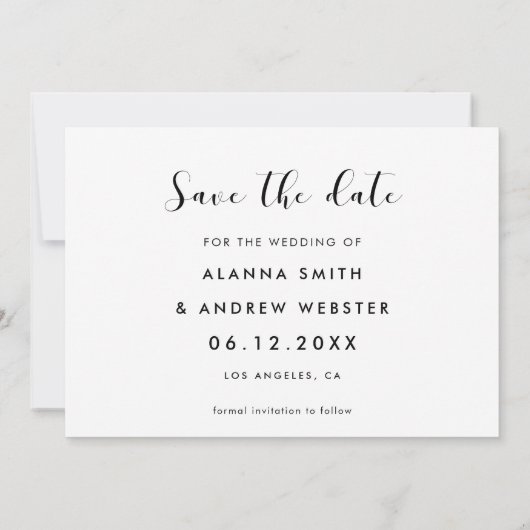 エレガントフォントカップルの写真を保存 案内状 (裏面)