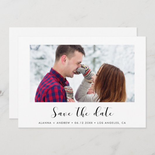 エレガントフォントカップルの写真を保存 案内状 (正面/裏面)