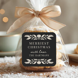 エレガントフォークアートフローラクリスマスパーソナライズされた スクエアシール