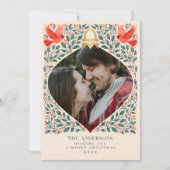 エレガントフォークアート（鳥）ショウジョウコウカンチョウクリスマスリーフ写真 シーズンカード (正面)