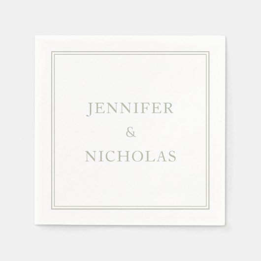 エレガントフォーマルクラシックサージグリーン結婚ズ スタンダードカクテルナプキン (正面)