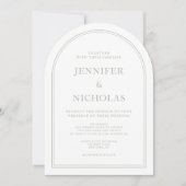 エレガントフォーマルクラシックサージグリーン結婚ズ 招待状 (正面)