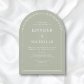 エレガントフォーマルクラシックサージグリーン結婚ズ 招待状