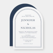 エレガントフォーマルクラシックネイビー結婚ブルー 招待状