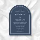 エレガントフォーマルクラシックネイビー結婚ルアーチ 招待状