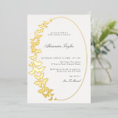 エレガントフォーマルクラシックバタフライボーホフレームブライダル 箔招待状 (立ち正面)