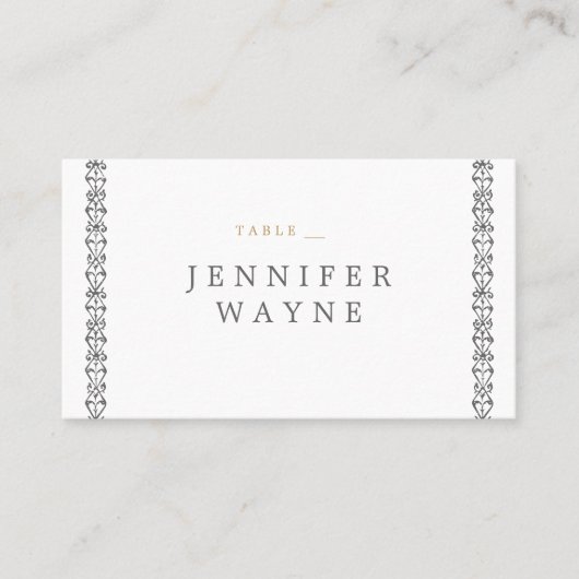 エレガントフォーマルクラシックヴィンテージ結婚式座席表 プレイスカード (正面)