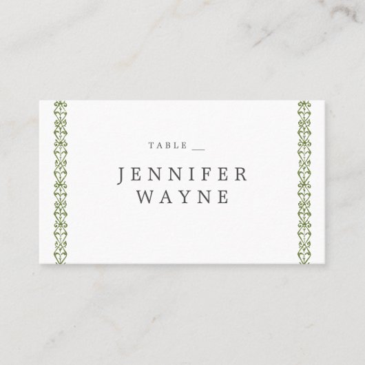 エレガントフォーマルクラシックヴィンテージ結婚式座席表 プレイスカード (正面)