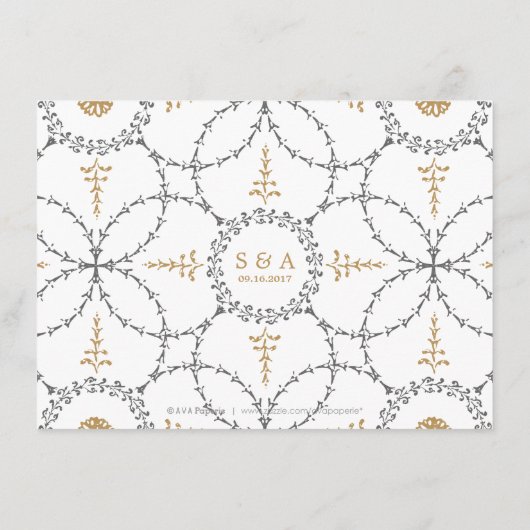 エレガントフォーマルクラシックヴィンテージ結婚式詳細カード エンクロージャーカード (裏面)