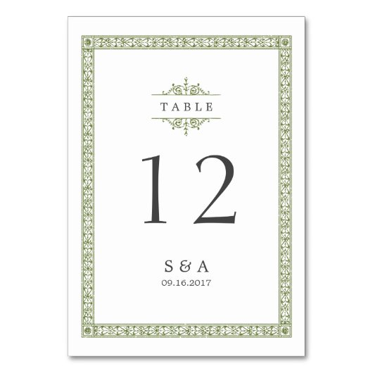 エレガントフォーマルクラシックヴィンテージ テーブルナンバー (正面)