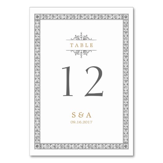 エレガントフォーマルクラシックヴィンテージ テーブルナンバー (正面)