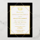 エレガントフォーマルクラシック卒業党金ゴールド 箔招待状 (正面)