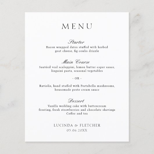 エレガントフォーマルクラシック結婚メニュー (正面)