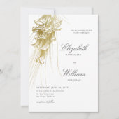 エレガントフォーマルクラシック金ゴールドカラリリーBW結婚's Calla Lily 招待状 (正面)