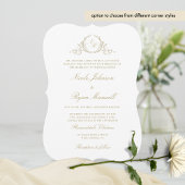 エレガントフォーマルシャンパンモノグラム結婚ズ 招待状