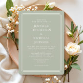 エレガントフォーマルセージ結婚グリーン 招待状