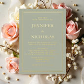 エレガントフォーマルセージ結婚グリーン 箔招待状