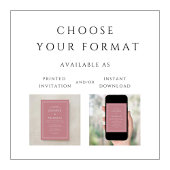 エレガントフォーマルダスティピンクバーチャル結婚ズ 招待状