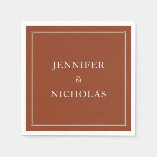エレガントフォーマルテラコタ結婚ス スタンダードカクテルナプキン (正面)