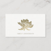エレガントフォーマルトレンディーGLAMフェイク金ゴールドロータスフローラ 名刺 (正面)