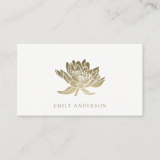 エレガントフォーマルトレンディーGLAMフェイク金ゴールドロータスフローラ 名刺 (正面)