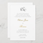 エレガントフォーマルミニマルモダンフローラ結婚金ゴールド 招待状 (正面/裏面)