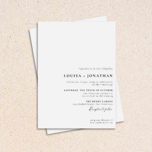 エレガントフォーマルミニマル結婚スクリプト 招待状