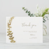 エレガントフォーマルモダン金ゴールド蝶ボホブライダル サンキューカード (スタンド正面)