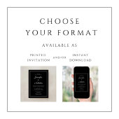 エレガントフォーマルモダン黒結婚文字 招待状