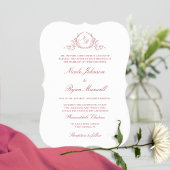 エレガントフォーマルモノグラム結婚ブルゴーニュ 招待状