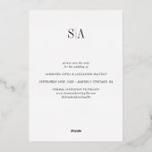 エレガントフォーマルヴィンテージ写真ウェディング日付の保存 箔招待状 (裏面)