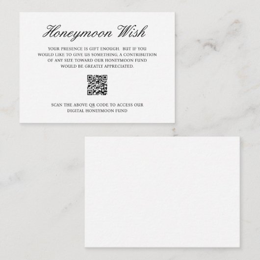 エレガントフォーマル新婚基金QRコード結婚s エンクロージャーカード (正面/裏面)