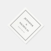 エレガントフォーマル白黒結婚の スタンダードカクテルナプキン (角)