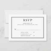 エレガントフォーマル白黒結婚式RSVP 出欠カード (正面)