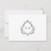 エレガントフォーマル結婚のCrest MonogramロゴRSVP 出欠カード (裏面)