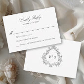 エレガントフォーマル結婚のCrest MonogramロゴRSVP 出欠カード