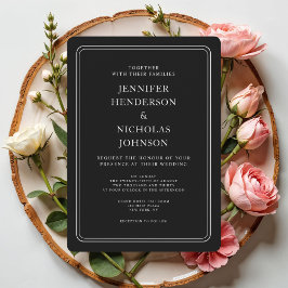 エレガントフォーマル結婚黒 招待状