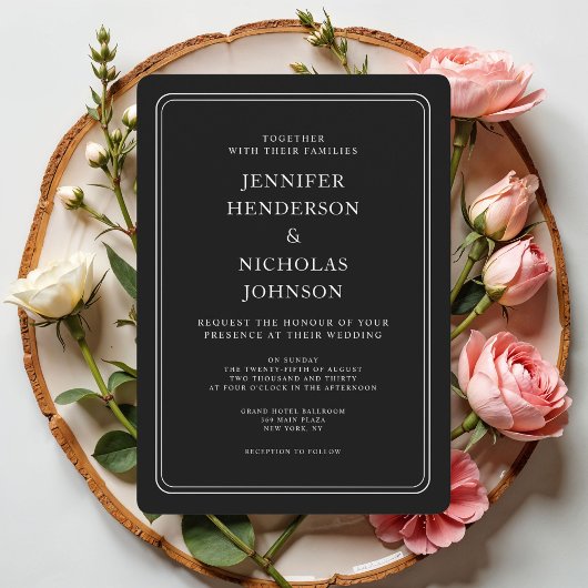 エレガントフォーマル結婚黒 招待状
