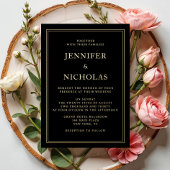 エレガントフォーマル結婚黒 箔招待状