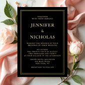 エレガントフォーマル結婚黒 箔招待状