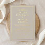 エレガントフォーマル金ゴールド結婚ー 箔招待状