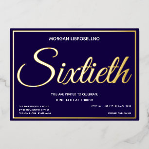 エレガントフォーマル金ゴールド60第60回誕生日 箔招待状