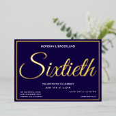 エレガントフォーマル金ゴールド60第60回誕生日 箔招待状 (立ち正面)