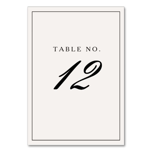 エレガントフォーマル黒枠書道結婚の テーブルナンバー (正面)
